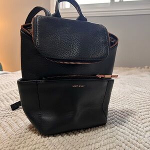 Matt & Nat Black Backpack with Rose Gold Accents